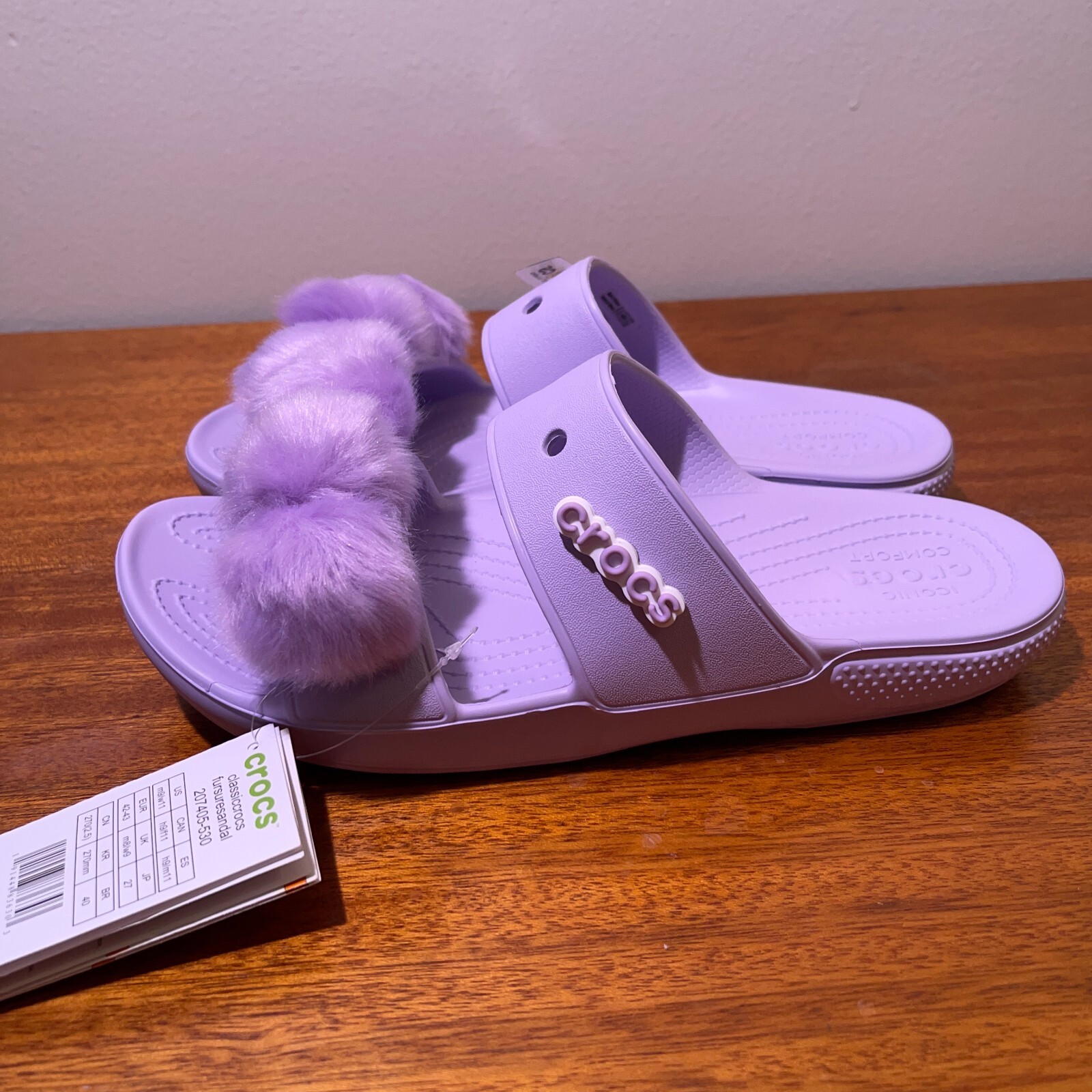 Crocs Classic Crocs Fur Sure Sandal, Lavender, W11/M9
