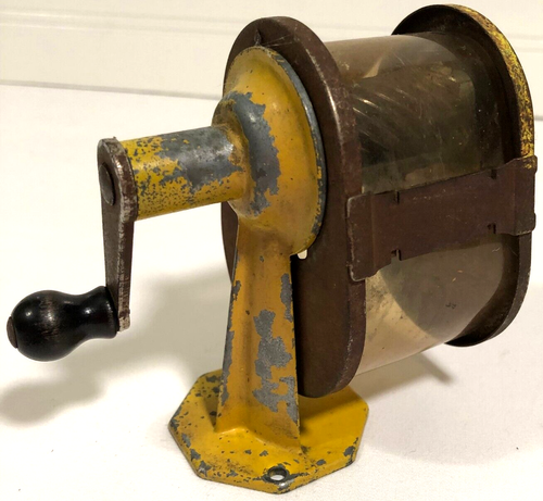 Sacapuntas Midget Vintage Apsco Rockford, Ill. EE. UU. Acero Amarillo - Imagen 7 de 14