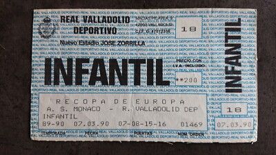 Ticket Collector AS Monaco Vs Real Valladolid Coupe Des Coupes 1989-1990