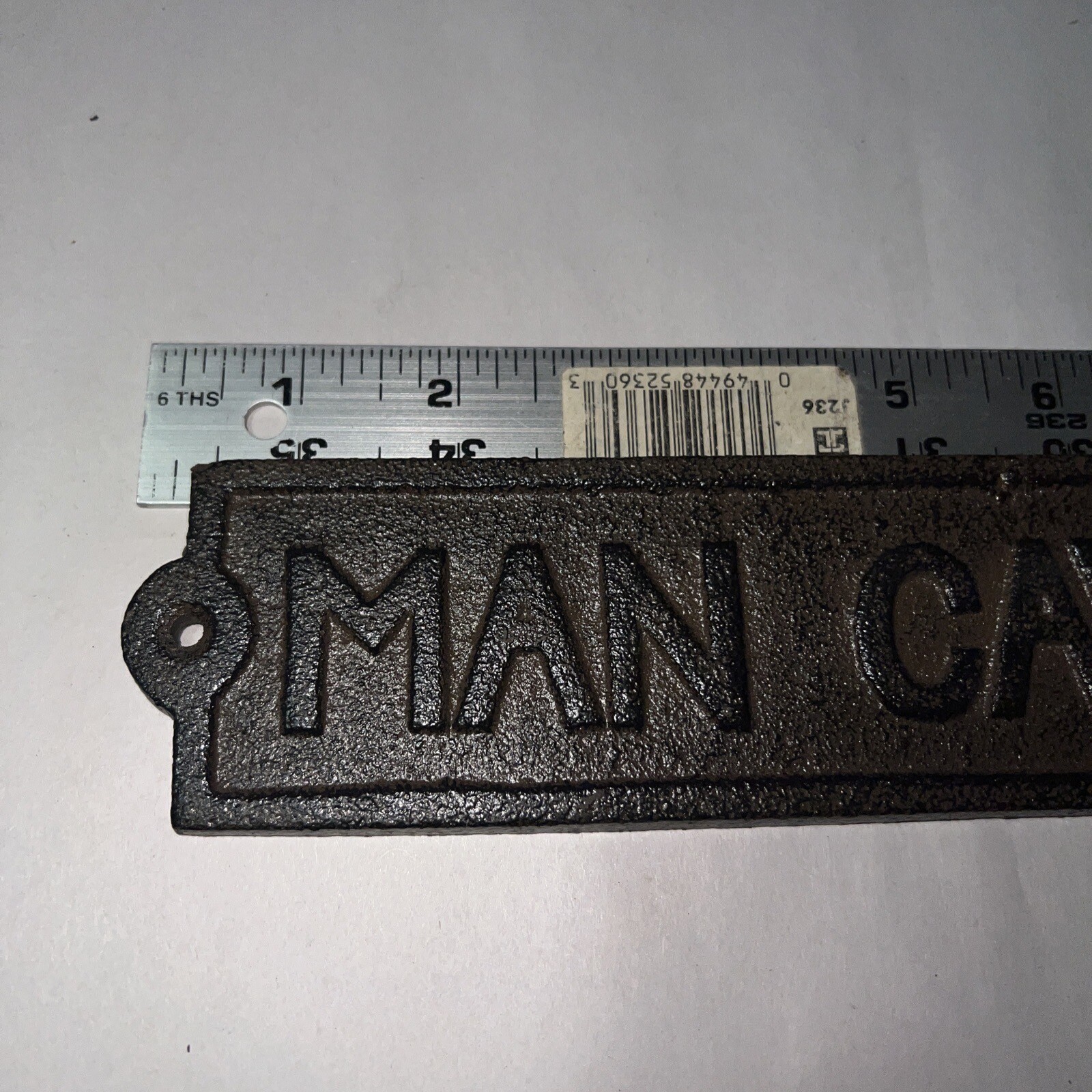 Cast Iron 'Man Cave' Wall Sign - Black & Grey Outdoor Plaque For Garage, Garden, Fence Or Door 5 thumbnail image