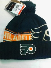 NHL Philadelphia Flyers Cuff Pom Hat NWT boys size 8-20 Black, Orange  Beige