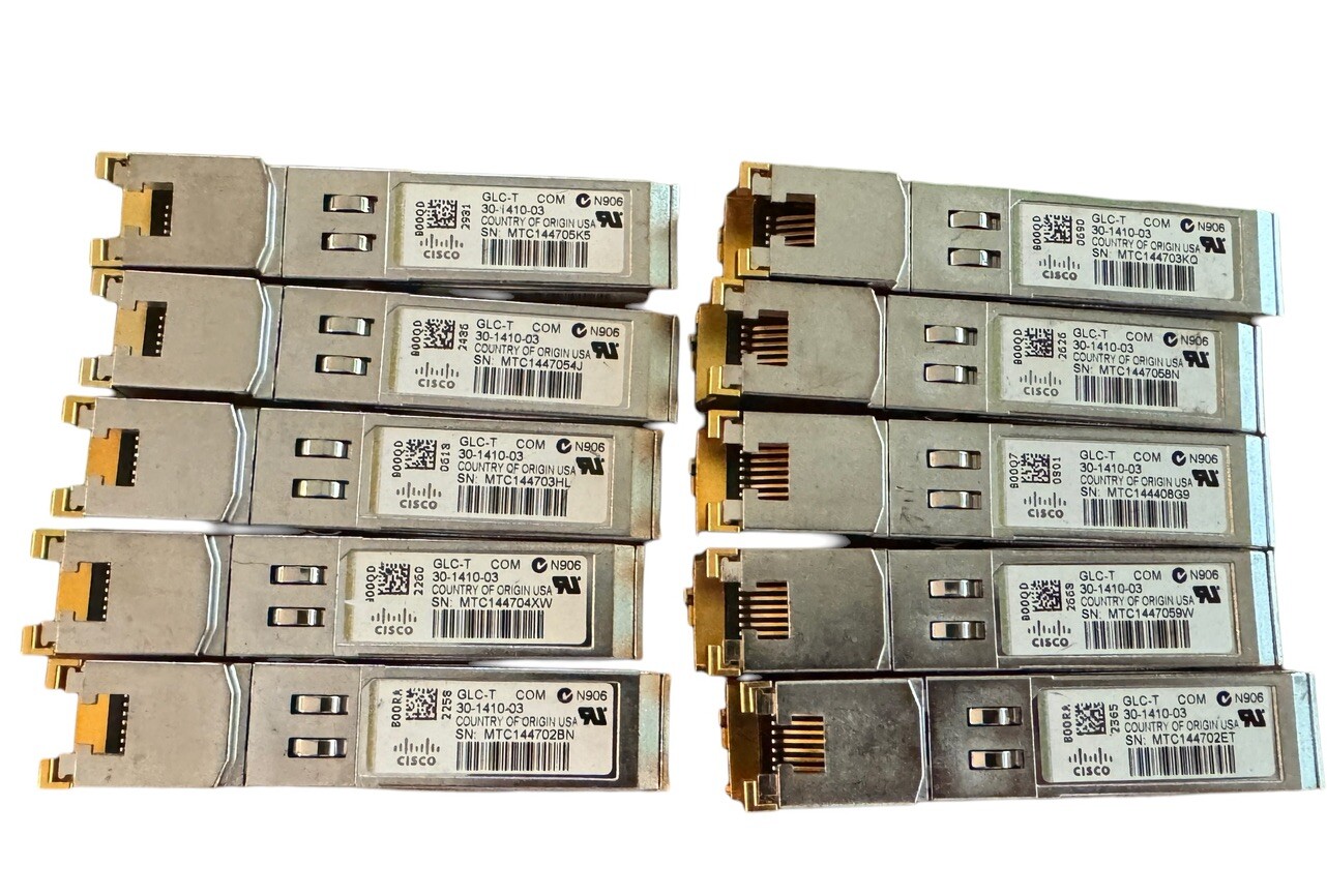 Lot of 10 Cisco 30-1410-03 GLC-T 1000Base-T SFP Transceiver Module ...