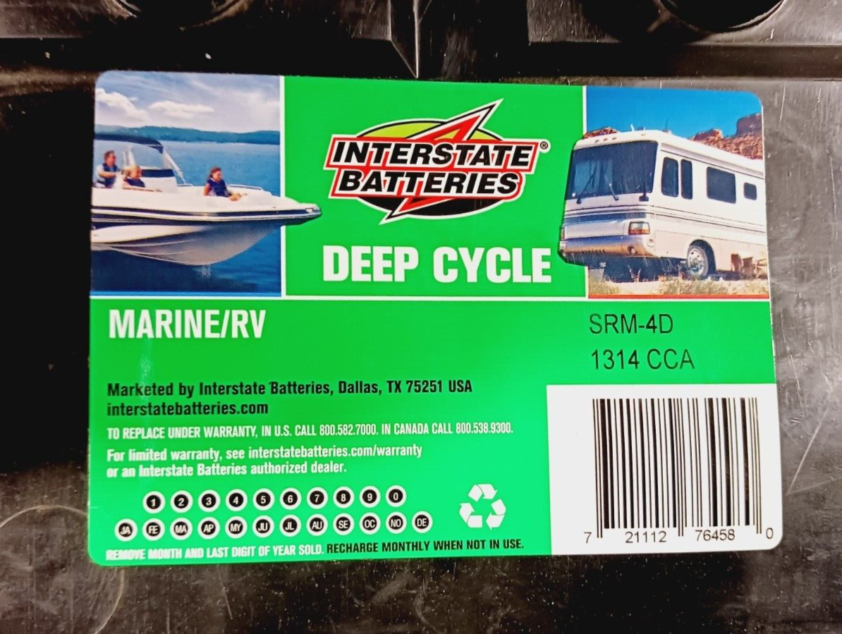 INTERSTATE BATTERIES SRM4D 1314CCA MARINE/RV DEEP CYCLE BATTERY eBay