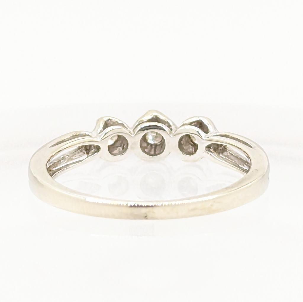 10K Solid White Gold Split Shank Three 3 Diamond … - image 7