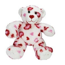 Build A Bear Valentine's Day Hearts Plush Bear 14.5'' White with Red/Pink Hearts