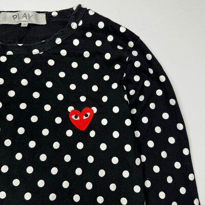 COMME DES GARCONS PLAY HEART LONG SLEEVE POLKA DOT sz M WOMEN | eBay