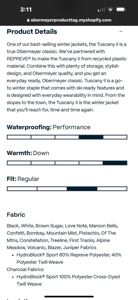 Obermeyer Women's Tuscany II Jacket - Treeline Blue 8, NEW MSRP $279 - Image 4 of 4