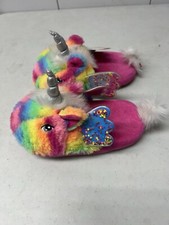 Wonder Nation Rainbow Mulicolor Unicorn Slippers Toddler Girls Size 7/8 EUC