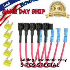 5Pcs Fuse TAP ADAPTER KIT 12V 20 Amp Car Add-a-circuit Mini ATM APM Blade Fuse