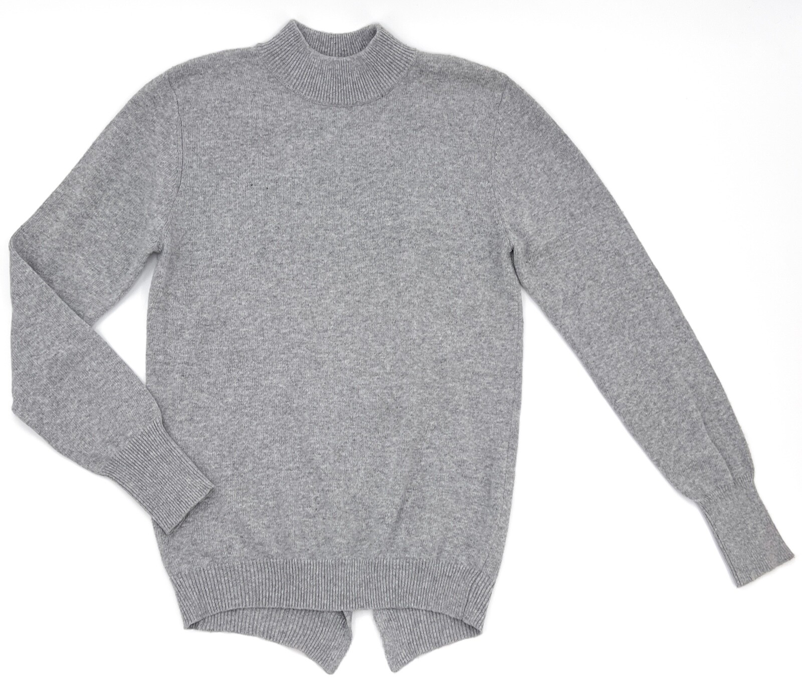 Sweater Womens Small Gray Knit Long Sleeve Open Back Pull Over-image
