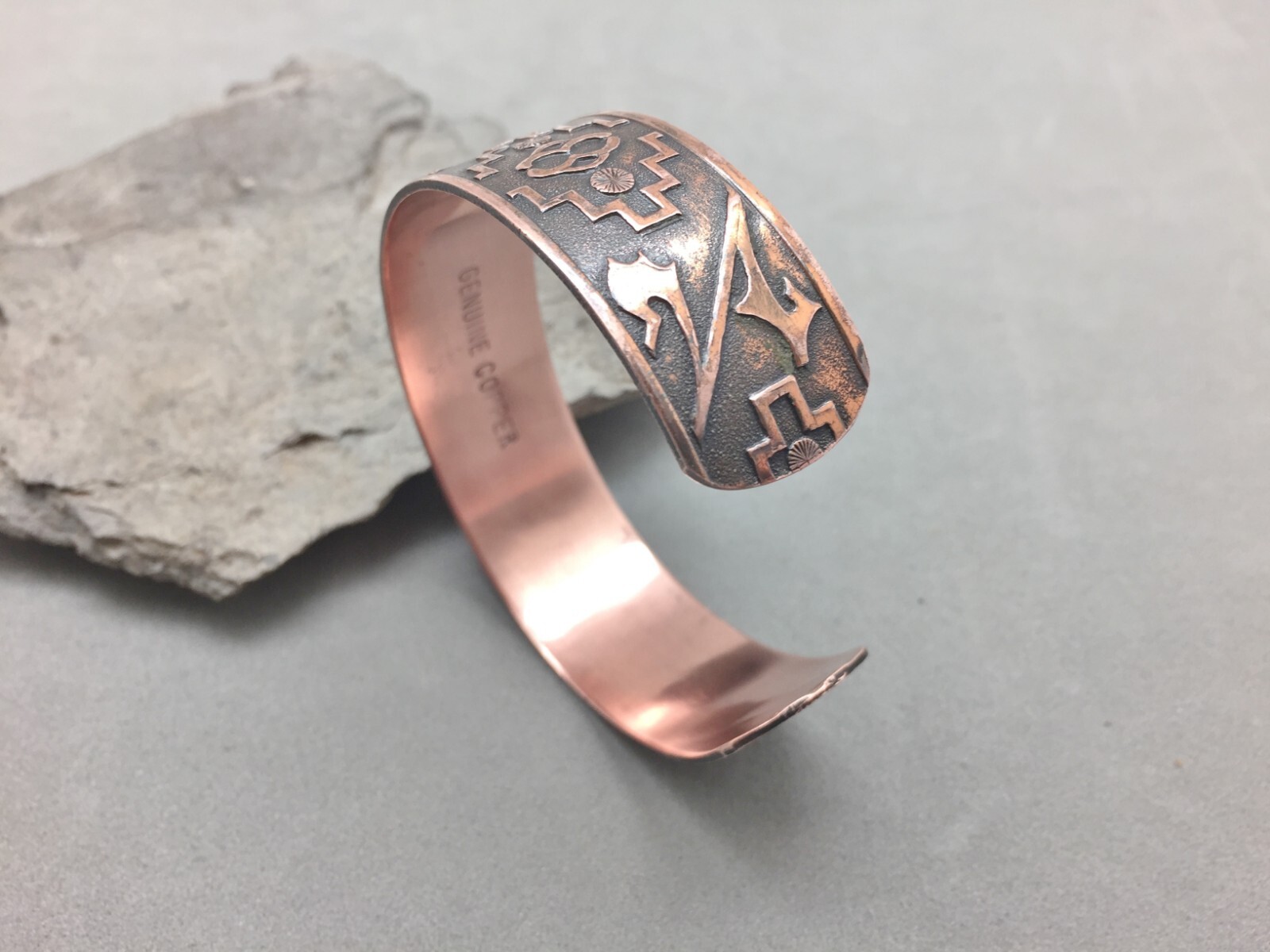 Genuine Solid Copper Cuff Bracelet Medium Pattern… - image 5