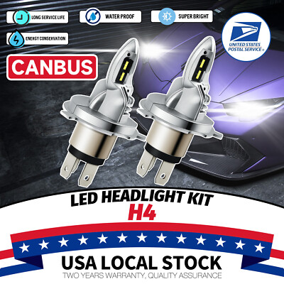 Canbus H4 9003 Super White 40000LM Kit LED Headlight Bulbs High Low Beam Combo 2