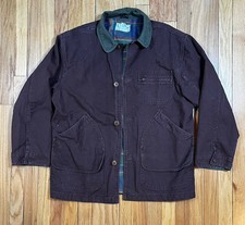 LL Bean Burgundy Brown Barn Coat Vintage Men ...