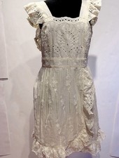 ANNA SUI CREAM EYELET LACE DETAILED RUFFLE DRESS 10