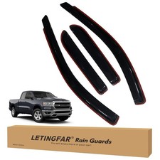 in-Channel Rain Guards for Dodge RAM 1500 2002-2008 Quad Cab, Side Window Def...