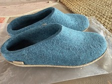 Glerups Unisex Felt Slip-on Leather Sole Blue Size 41 W10/M8 NWOT 100 Wool