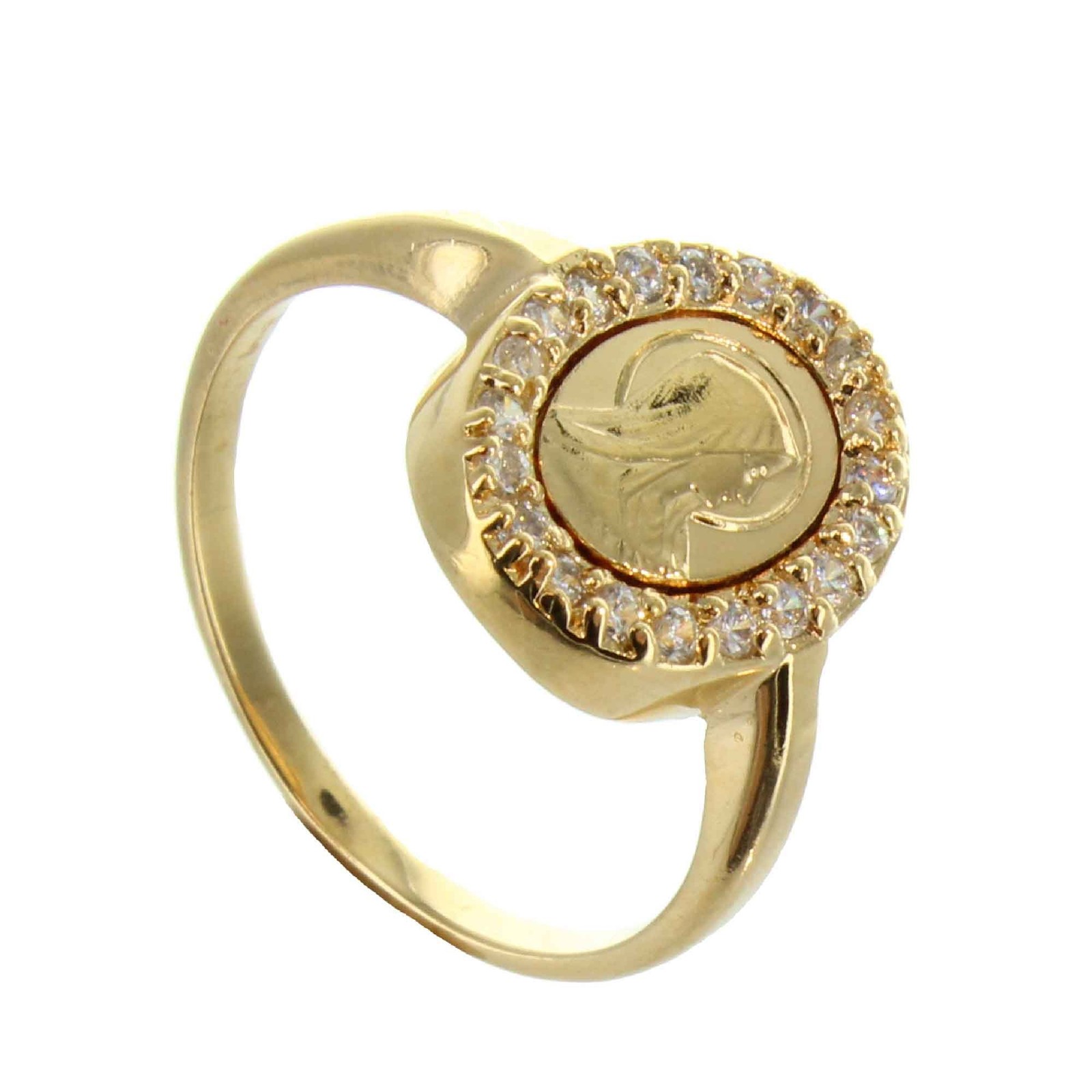 Bague Vierge Marie plaqué or et strass pour sublimer vos tenues de fête