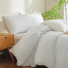 Chic Striped Duvet Cover Set, 3 Pcs Full Size, 100 Cotton, All Seasons