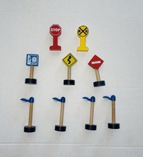 Lot of 9 Thomas Train Vintage Wooden Train Signs Street Lights