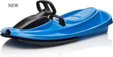 Snow Sled for Kids, Adults - Toboggan Sled, Easy Turning Steering Wheel, Blue