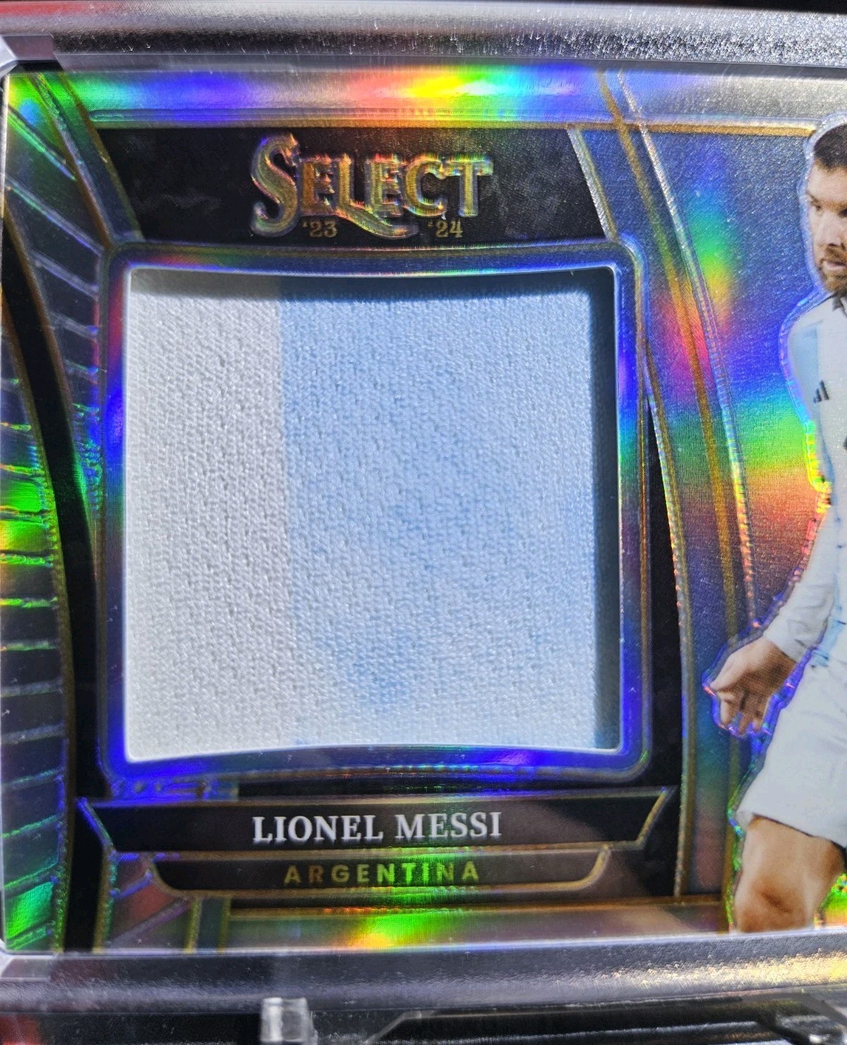LIONEL LEO MESSI PANINI SELECT SILVER PRIZM JUMBO 2-CLR PATCH ARGENTINA NON-AITO view 8