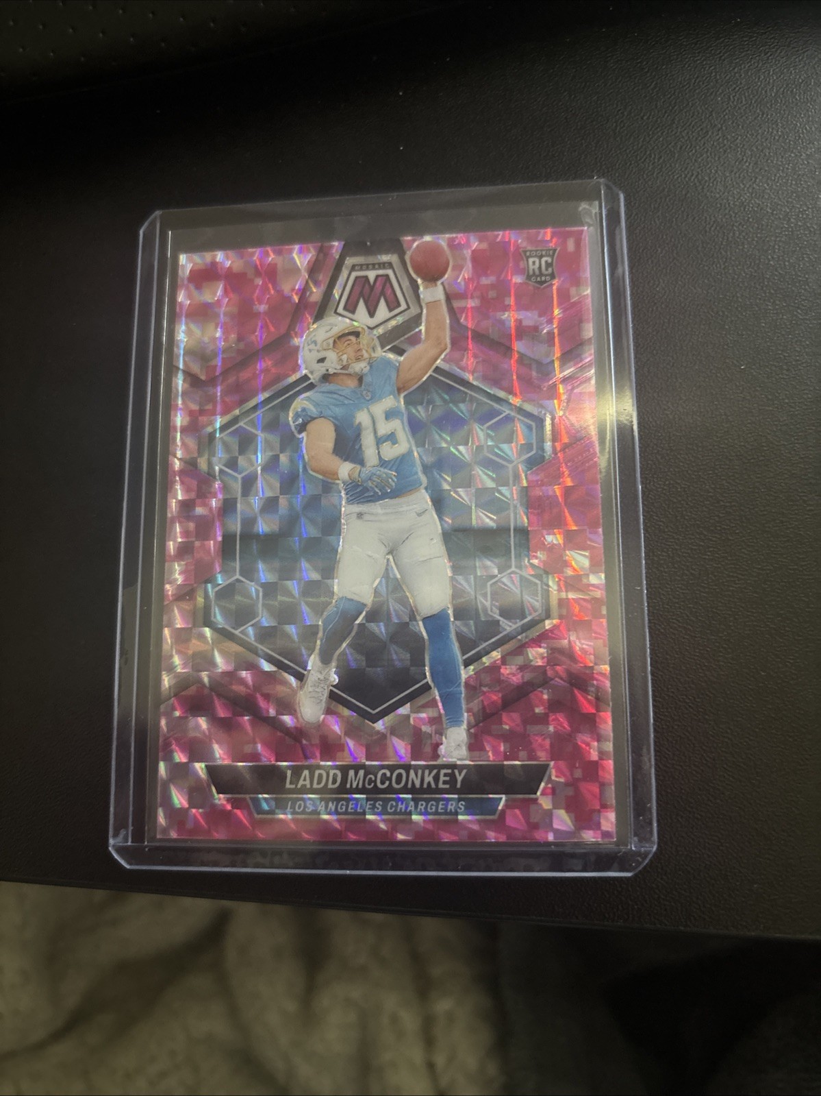 2024 Panini Mosaic - Rookies Ladd McConkey #334 Camo Pink Mosaic Prizm (RC)