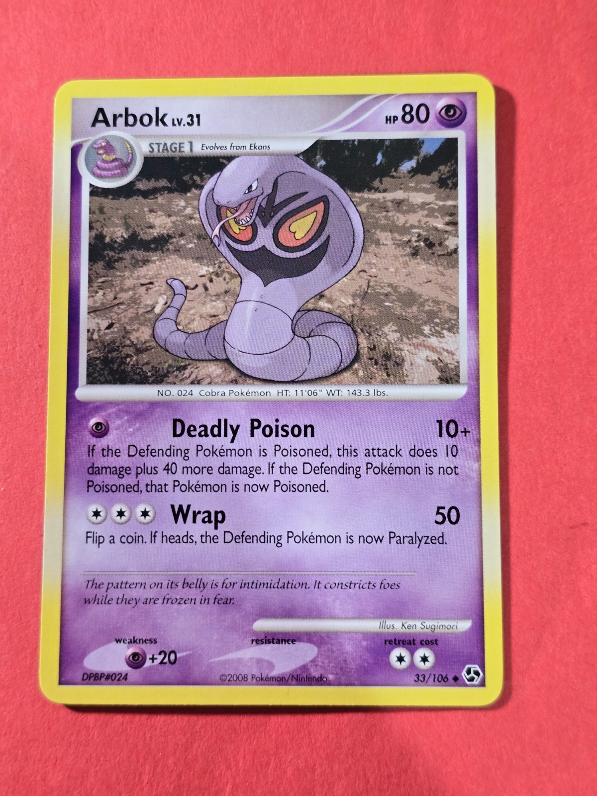2008 Pokemon Diamond and Pearl Great Encounters #33 Arbok, UC, NF/H, cd2