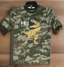365 Kids Camo T-Rex Skeleton Anatomy Short Sleeve 10 T-Shirt Dinosaur Youth Tee
