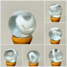 Akro Agate Clear Base White Cork Corkscrew Marble .61 NM