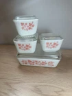 Vintage Pink Gooseberry Pyrex Refrigerator Dish Set with Lids 501 (2), 502, 503