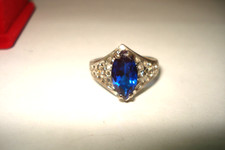 925 Sterling Silver Prong Set Blue Faceted Stone Ring Size 7 NIB