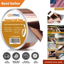Copper Foil Tape (1"X66ft) with Conductive Adhesive for Guitar & EMI Shielding..