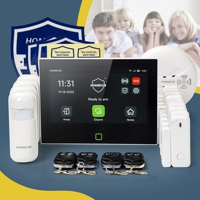 HOMSECUR Wireless WIFI 4G GSM SMS Autodial Burglar Intruder 7'' Alarm System