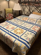 1920's Vintage Antique Dresden Plate Quilt Full Flour Feed Sack