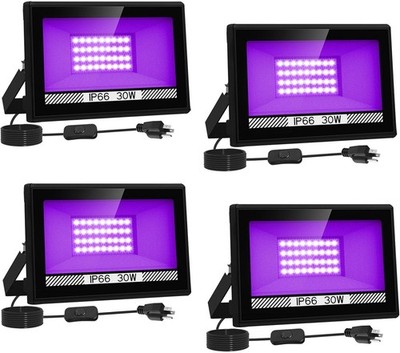 4PACK UV Black Light 30W UV LED Stage Blacklight Party DJ Club Halloween IP66 US