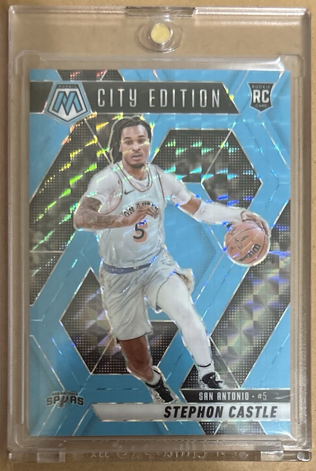 2024-25 Mosaic Basketball Stephon Castle Blue Flourescent City Edition /75 RC
