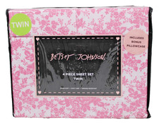 Betsey Johnson 4 Piece Twin Cottage Floral Pink Sheet Set