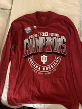 Indiana Hoosiers 2025 Big Ten Football Champions Long Sleeve Shirt Blue 84 Large