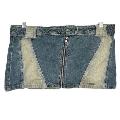 UO Y2k Denim Micro Mini Skirt XL Boho Indie Festival Grunge Low Rise Skater BDG