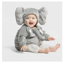 Infant/Toddler Gray Elephant Costume Hooded Complete Outfit 6-12 months