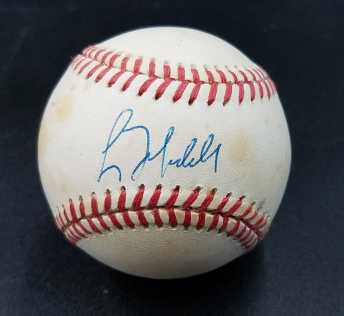 Greg Maddux Braves Signed Rawlings ONLB Baseball Blue Pen Autograph Sweet Spot