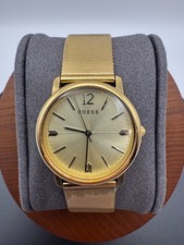 Guess Ladies Quartz Gold Tone Watch Crosshair Dial Stainless Steel Band Running