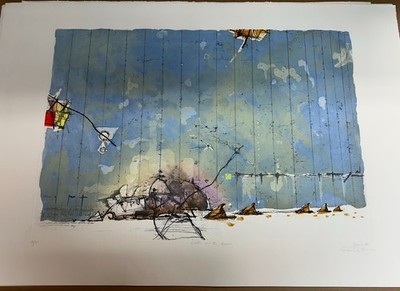 Castle on the Beach  by MONIR - AQUATINT EMBOSSED ETCHING