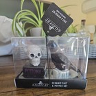 Salem St. Halloween Gothic Skull And Crow Raven Salt And Pepper Shakers NEW — photo 1