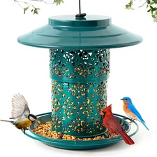 Metal Bird Feeder for Outdoors Hanging,Squirrel Proof Wild Bird Feeders