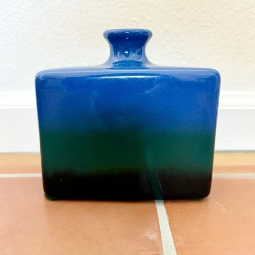 Vintage Modern Royal Haeger Green Blue Pottery Vase MCM Signed Original Sticker