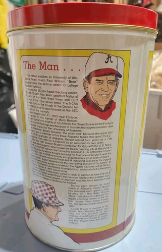 1981 Alabama Golden Flake Commemorative Canister Bear Bryant Limited Edition - Picture 2 of 6
