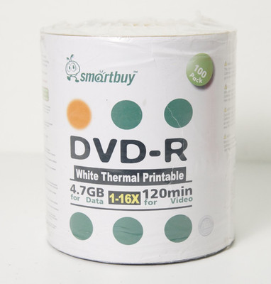 Smartbuy DVD-R 100 Pack White Thermal Printable 4.7GB 1-16x