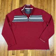 Eddie Bauer 1/4 Zip Pullover Sweater Mens XL Wool Blend Classic Red
