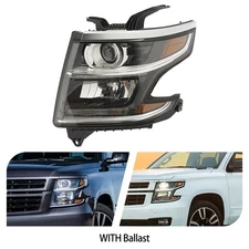 Driver Side Halogen LED HID Headlight For 15-20 Chevy Tahoe/Suburban w/ Ballast